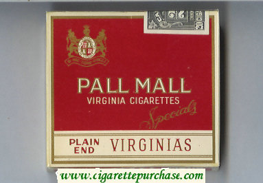 Pall Mall Virginias Plain End Specials cigarettes wide flat hard box
